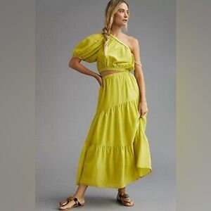 Anthropologie VELVET GRAHAM & SPENCER Crista Maxi Dress Limelight green Medium